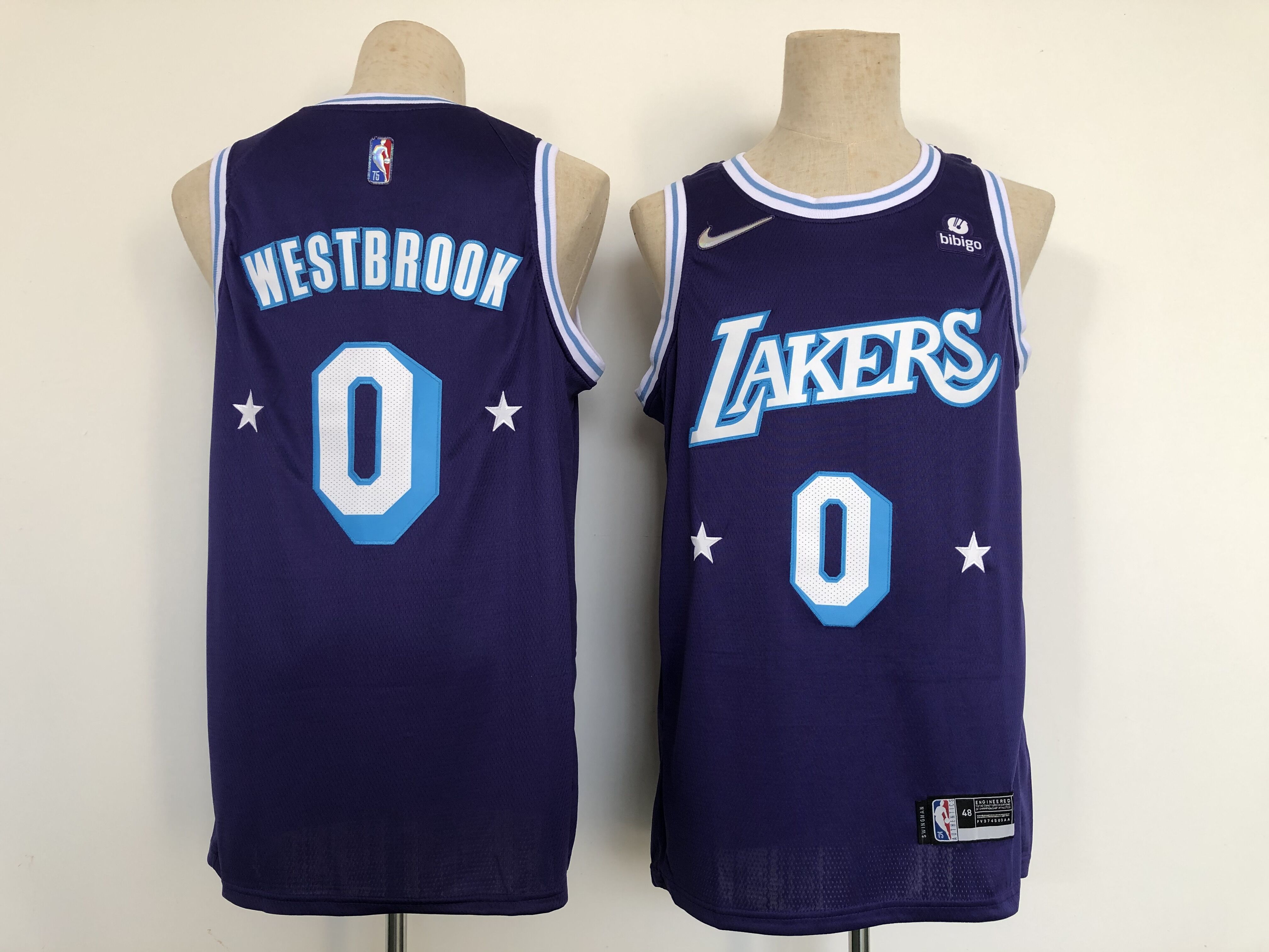 Men Los Angeles Lakers 0 Westbrook Blue 2022 City Edition Nike NBA Jersey